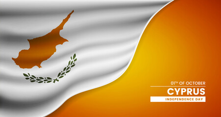 Abstract independence day of Cyprus background with elegant fabric flag and typographic illustration