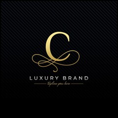 Fototapeta na wymiar Initial C Luxury Letter Logo Design , Elegance Wedding Initial Monogram