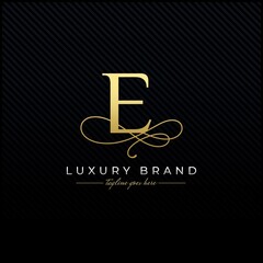 Initial E Luxury Letter Logo Design , Elegance Wedding Initial Monogram