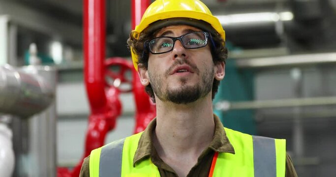 Electrical engineer working and checking the operation of the machine.