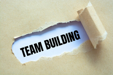 Text sign showing TEAM BUILDING