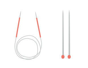 Knitting needles. Cute hand drawn tailor shop elements. Vector illustration in flat cartoon style.