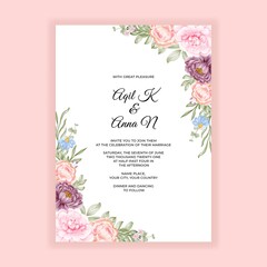 Beautiful soft floral and leaves wedding invitation illustration