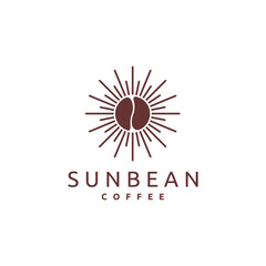 Sun Bean Coffee Logo Vector Design Icon Illustration