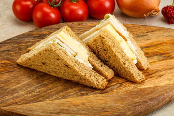 Club sandwich with chicken and cheese