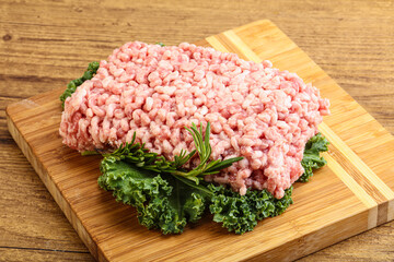 Raw pork minced meat for cooking