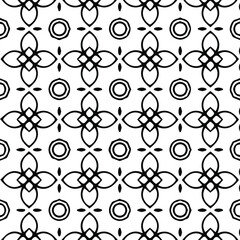  Geometric vector pattern with Black and white colors. Seamless abstract ornament for wallpapers and backgrounds.