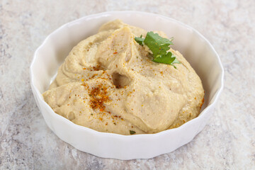 Traditional Jewish Hummus with olive oil