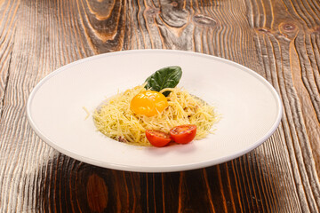 Italian pasta Carbonara with bacon