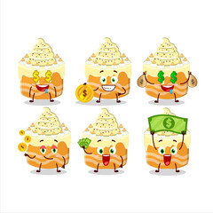 Sweety cake melon cartoon character with cute emoticon bring money