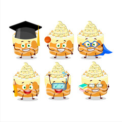 School student of sweety cake melon cartoon character with various expressions