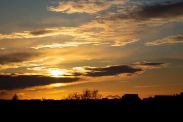 Colourful sunset in Derbyshire, UK
