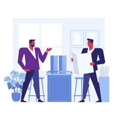 flat design concept-Architects working