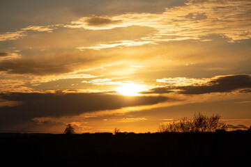 Colourful sunset in Derbyshire, UK
