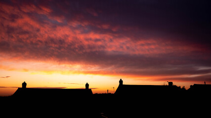Fototapeta na wymiar Colourful sunset in Derbyshire, UK