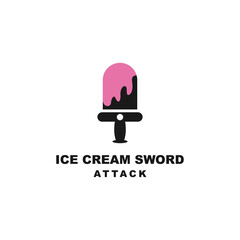 ice cream sword logo template illustration