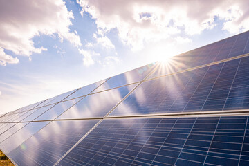 Solar plant(solar cell) with the summer season, hot climate causes increased power production,...
