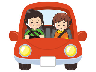 Obraz na płótnie Canvas 車を運転するカップル　安全運転　交通安全
