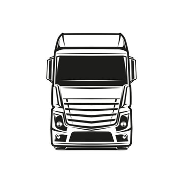 euro truck logo vector black and white illustration front view