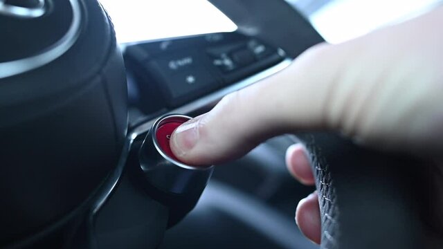 Modern Sporty Car Ignition Start Button 