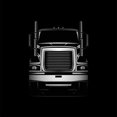 diesel truck logo vector black and grey illustration front view