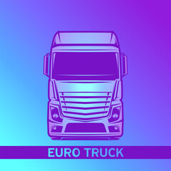 euro truck logo vector blue and violent illustration front view