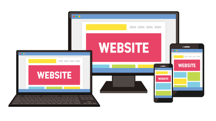 レスポンシブデザインに使えるデバイスのイラストセット ウェブサイト