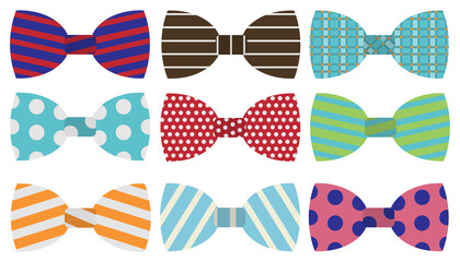The bow tie. large set of bow ties isolated on white background. Vector. cartoon illustration. Vector.