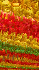 Busan,Korea-May-06-2021 Lotus lanterns to celebrate Buddha's birthday at Beomeosa Temple in Busan