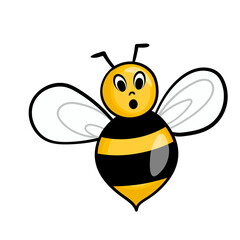 Obraz premium Cartoon bee mascot. A small bees flies. Wasp collection. Vector characters. Incest icon. Template design for invitation, cards. Doodle style