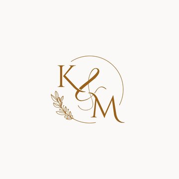 KM initial wedding monogram logo