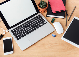 Office workplace with laptop