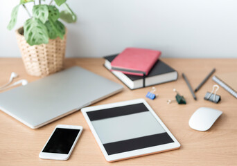 Naklejka premium Office workplace with laptop