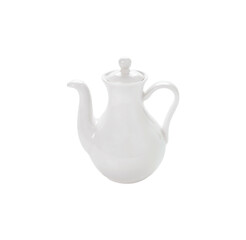White ceramic teapot on White background.