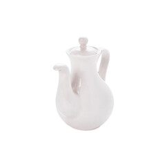 White ceramic teapot on White background.