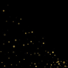 Falling Snow flakes golden pattern Holiday Vector