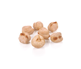 Dried chickpea beans isolated on white background