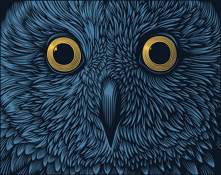 Owl Portrait. Hand drawn engraving. Editable vector vintage illustration. 8 EPS
