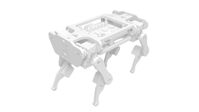 3D rendering of a robot animal sketch like style isolated on white background