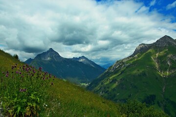 Austrian Alps - view of the Biberkopf mountain near the town of Warth in the Lechtal Alps