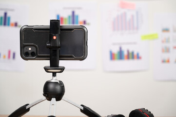 smartphone for teacher or tutor teaching online at home,New normal lifestyle during coronavirus...