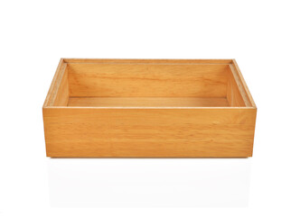 Empty wooden box isolated on white background