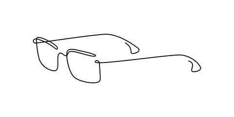 Glasses in continuous line art drawing style. Corrective eye glasses minimalist black linear sketch isolated on white background. Vector illustration