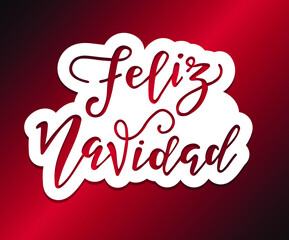 Merry Christmas Spanish Lettering. Feliz Navidad text on vintage greeting card design template with typography on white grunge paper texture. Retro letterpress poster Merry Christmas. Festive vector