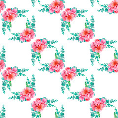 Peony Seamless Pattern floral pattern with peonies on light background, watercolor.