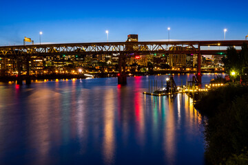 Fototapeta premium Urban cityscape at night. Portland, Oregon