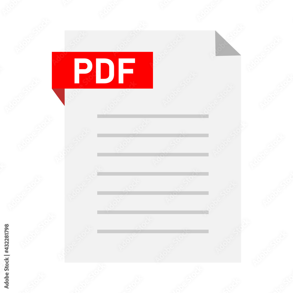 Wall mural pdf document note icon on white background. paper sheet sign. pdf notepad document business concept.