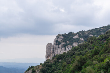 Landscape of the mountains of MONTSERRAT and the CREU DE SANT MIQUEL