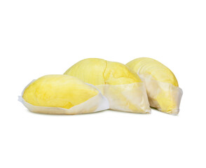Gold yellow  durian is a fruit that has been referred to as the king of fruits of South East Asia, With a unique and unique scent. Durian isolated on white background. clipping path.
