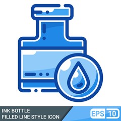 ink bottle icon in filled line style. vector illustration isolated on white background. EPS 10